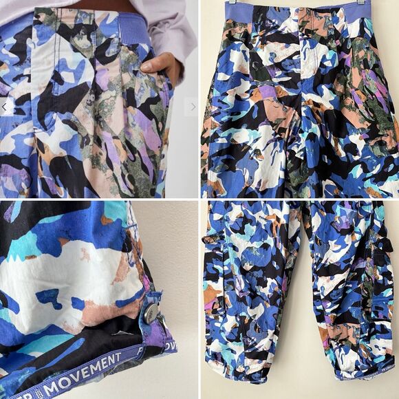 Free People Movement Cargo Pants L Purple Multi Mesmerize Me Cargo - Picture 11 of 12